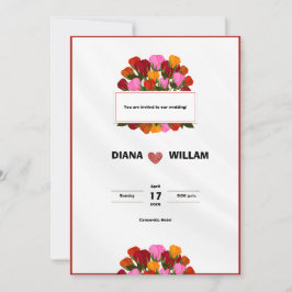 Invitación a la boda roja moderna