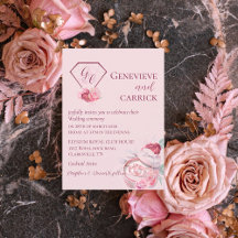 Invitación a la Boda Roja Rosa y Crimson de Rubor