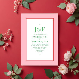 Invitación a la boda roja, rosa y verde