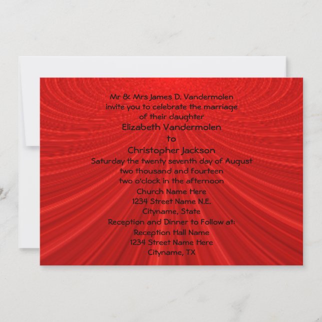Invitación a la boda roja Showstopper (Anverso)