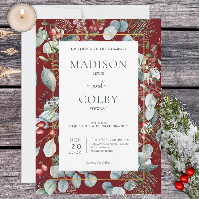 Invitación a la boda roja verde para Navidades de  (Subido por el creador)