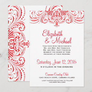 Invitación a la boda roja y blanca
