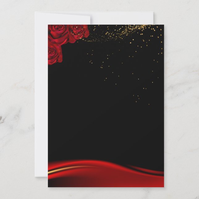Invitación a la boda roja y negra (Reverso)