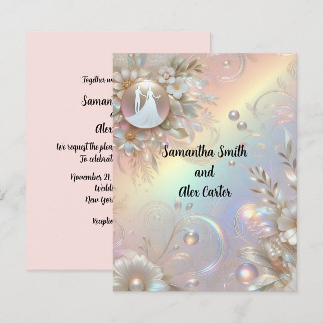 Invitación a la boda romántica (Anverso / Reverso)