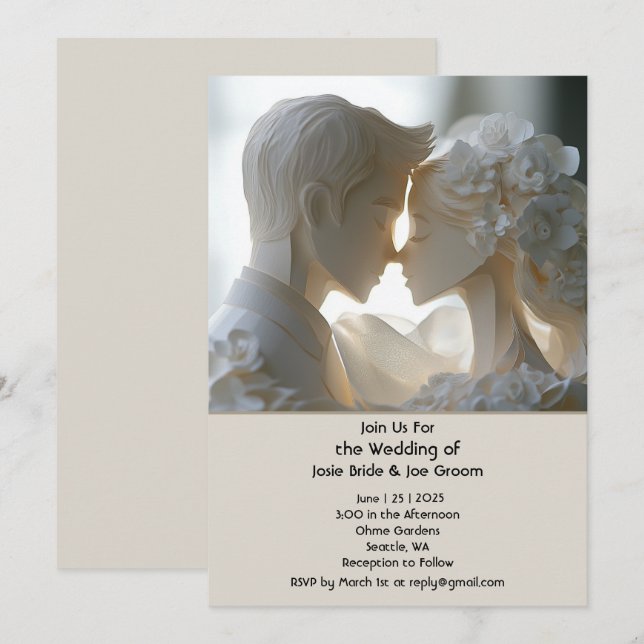 Invitación a la boda romántica (Anverso / Reverso)