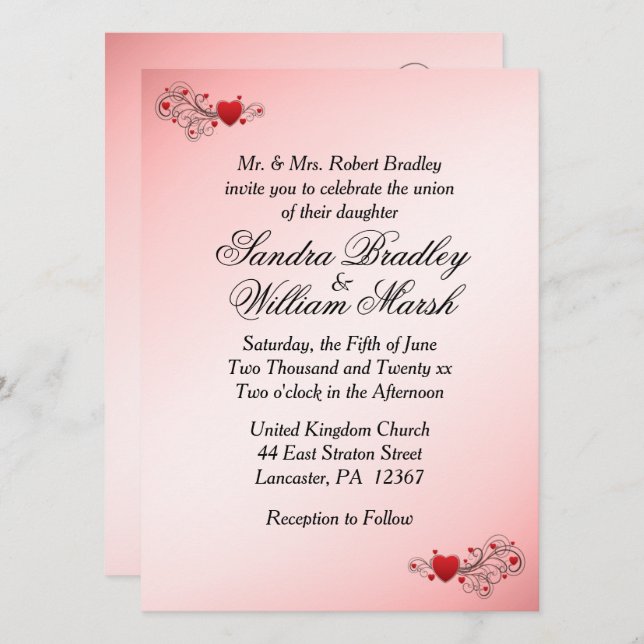 Invitación a la boda romántica (Anverso / Reverso)