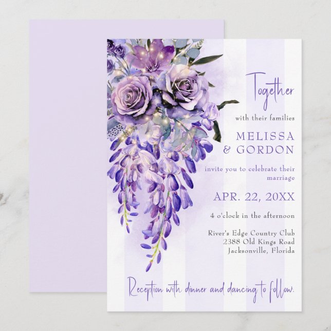 Invitación a la boda romántica (Anverso / Reverso)