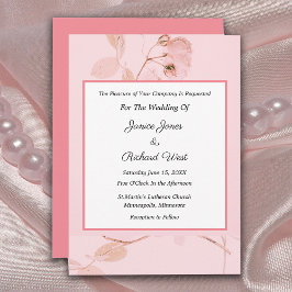Invitación a la boda romántica blanda rosa rosa ro