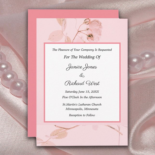 Invitación a la boda romántica blanda rosa rosa ro (Subido por el creador)