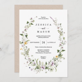 Invitación a la boda romántica con flor silvestre