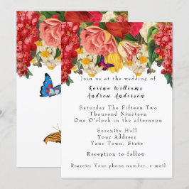 Invitación a la boda romántica con flores