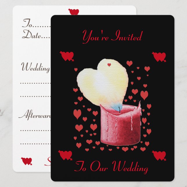 invitación a la boda romántica con forma de flor d (Anverso / Reverso)
