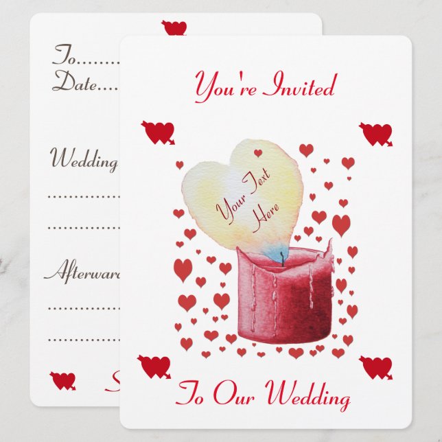 invitación a la boda romántica con forma de flor d (Anverso / Reverso)