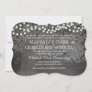 Invitación a la boda romántica de árboles en el bo
