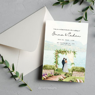Invitación a la boda romántica de arcos acuarelas