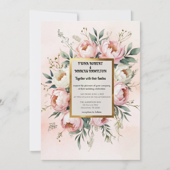 Invitación a la boda romántica de boho - Marfil ro (Anverso)