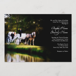 Invitación a la boda romántica de caballos de tran