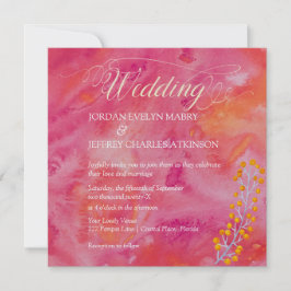 Invitación a la boda romántica de color caliente