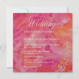 Invitación a la boda romántica de color caliente