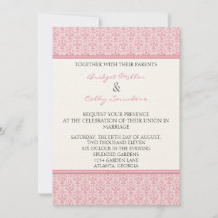 Invitación a la boda romántica de damasco, Petal r