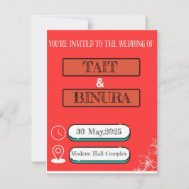 Invitación a la boda romántica de floración roja