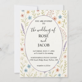 Invitación a la boda romántica de flores silvestre