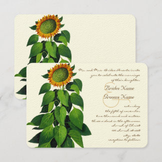 Invitación a la boda romántica de girasol