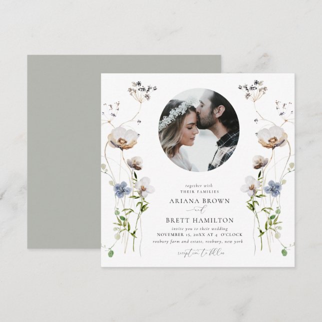 Invitación a la boda romántica de la caligrafía de (Anverso / Reverso)