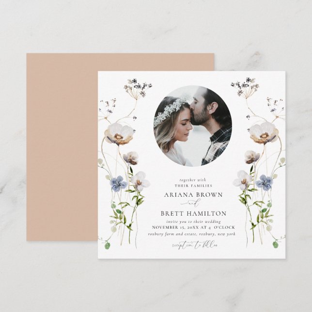 Invitación a la boda romántica de la caligrafía de (Anverso / Reverso)