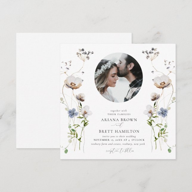 Invitación a la boda romántica de la caligrafía de (Anverso / Reverso)