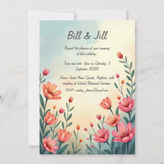 Invitación a la boda romántica de la flor silvestr