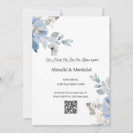 Invitación a la boda romántica de las flores azule