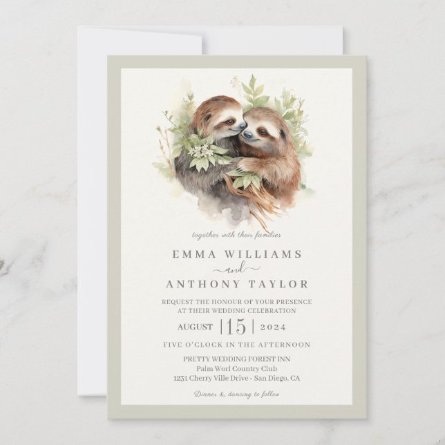 Invitación a la boda romántica de pareja eslovaca (Anverso)