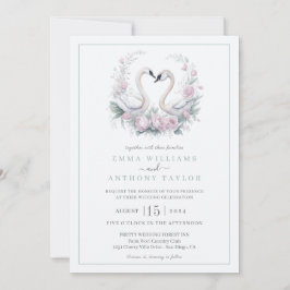 Invitación a la boda romántica de parejas de cisne