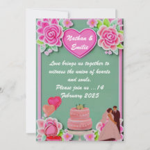 Invitación a la boda romántica de Pastel