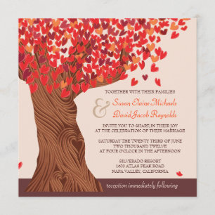 Invitación a la boda romántica de roble de otoño