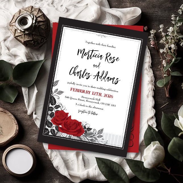 Invitación a la boda romántica de rosas rojas entr (Subido por el creador)