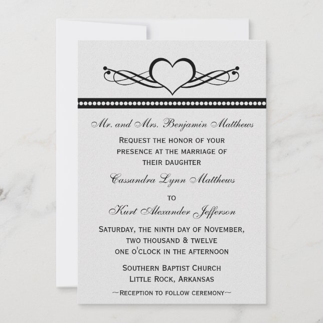 Invitación a la boda romántica de Swirls (Anverso)