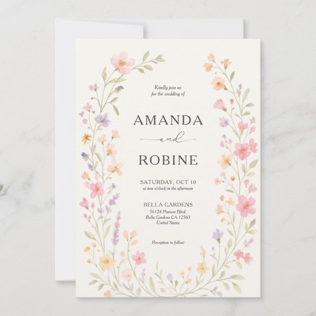Invitación a la boda romántica del Arco de Flores  (Anverso)