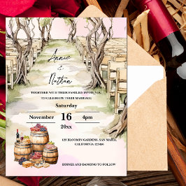 Invitación a la Boda Romántica del Viñedo de Grape