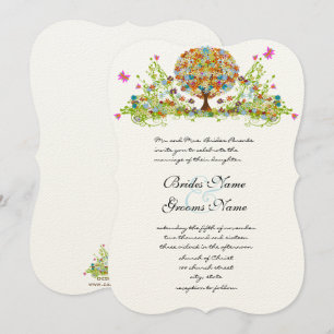 Invitación a la boda romántica en árbol de amor