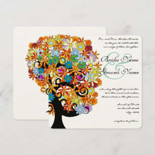 Invitación a la boda romántica en árbol de amor