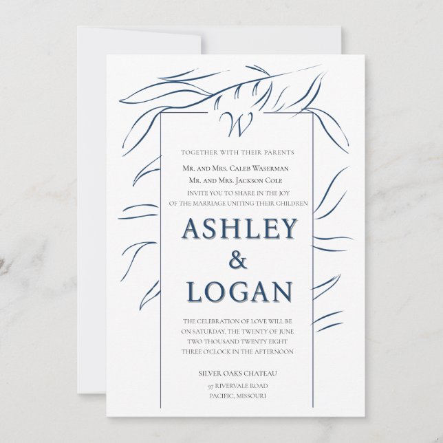 Invitación a la boda romántica en canopy (Anverso)