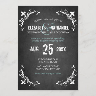 Invitación a la boda romántica en Chalkboard