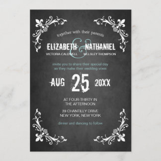 Invitación a la boda romántica en Chalkboard