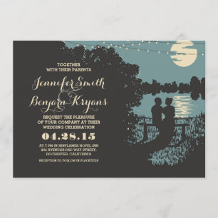 Invitación a la boda romántica en el exterior con 