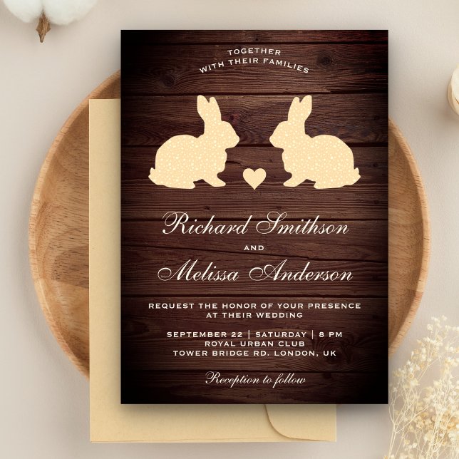 Invitación a la boda romántica en la madera rústic (Subido por el creador)