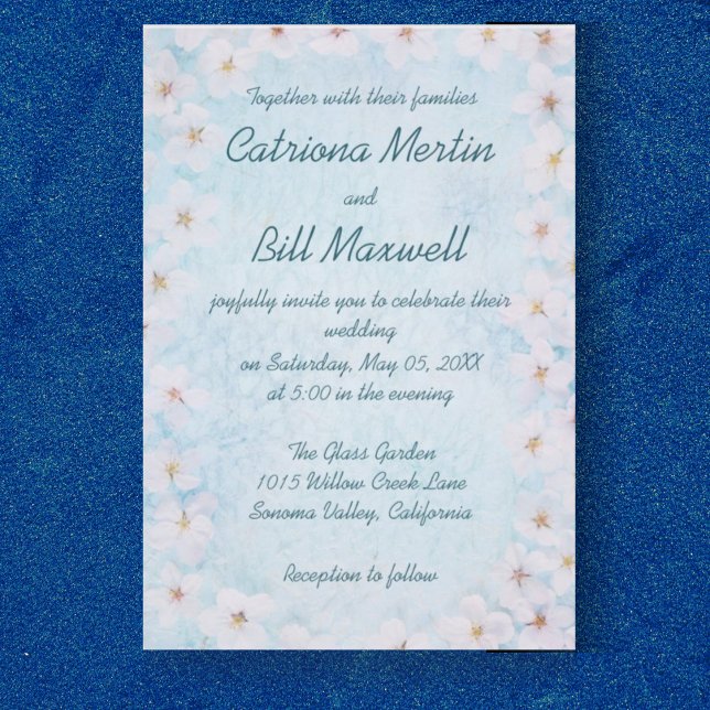 Invitación a la boda romántica floral azul (Subido por el creador)