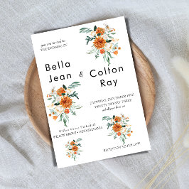 Invitación a la boda romántica floral blanca en ca