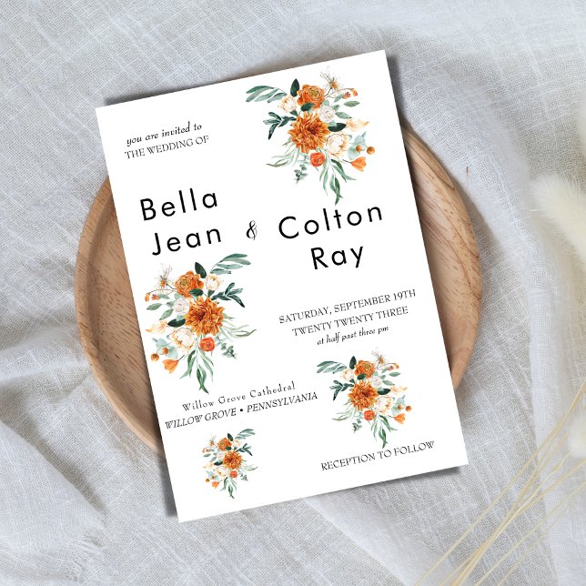 Invitación a la boda romántica floral blanca en ca (Subido por el creador)